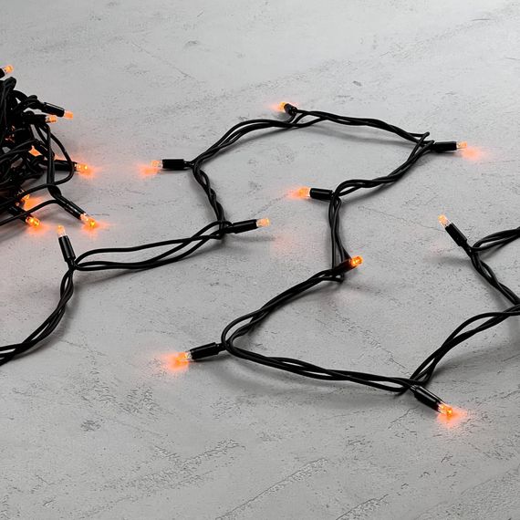 Светодиодная гирлянда с колпачком 75 желтых LED ламп 10 м., 24В., черный каучуковый провод, IP65, LTC (LL75-1-1Y)