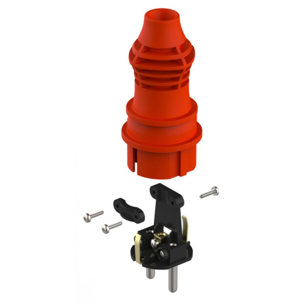 Вилка ЭРА VX13-R-IP44 каучуковая c заземлением 16А IP44 прямая красная | Штепсельные вилки и розетки