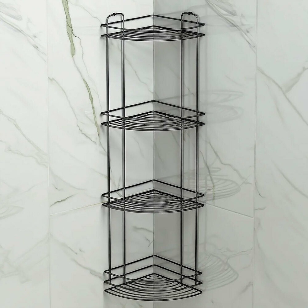 Полка угловая 4-ярусная 21*21*82,5см "Black", черный