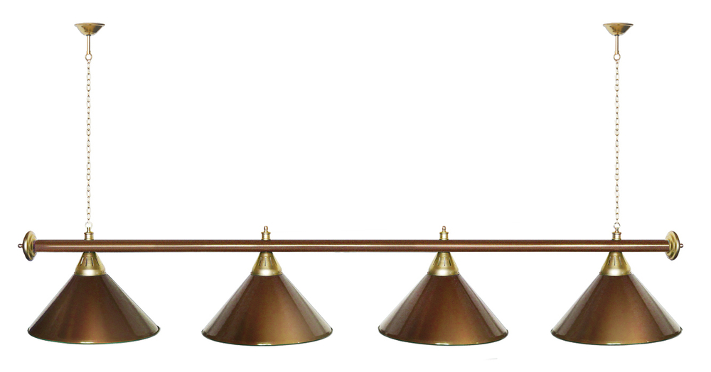 Лампа STARTBILLIARDS 4 пл. (плафоны зеленые,штанга золотая,фурнитура золото)