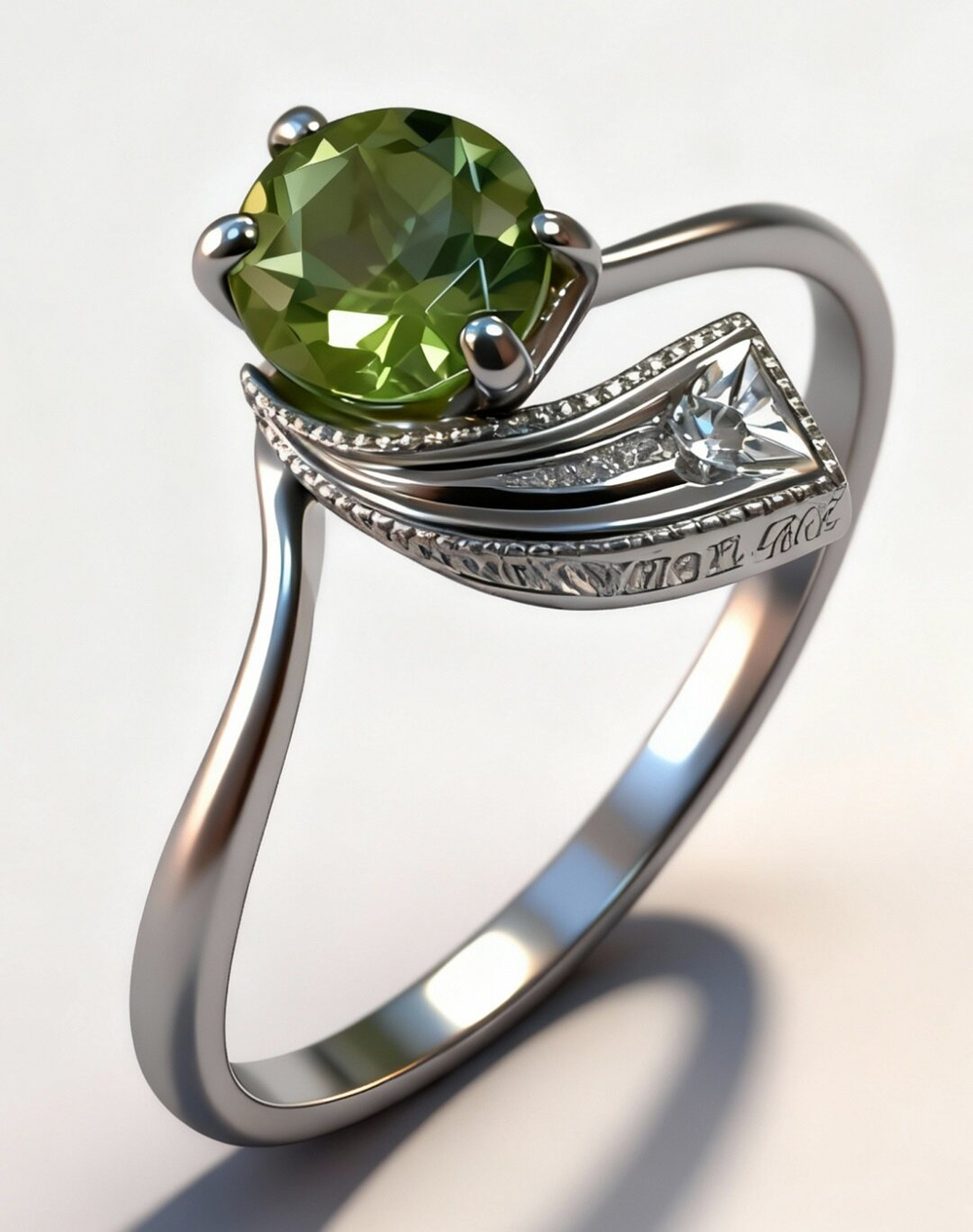 Ювелирное кольцо из серебра 925 пробы,вставка хризолит,фианиты.Размер  19