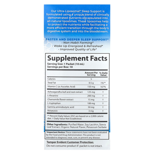 Aurora Nutrascience, Ultra-Liposomal® Sleep Support, 10 пакетиков по 10 мл (0,34 жидк. Унции)