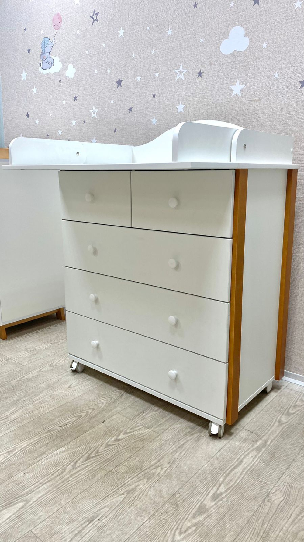 Пеленальный комод Incanto Nuvola Lux 800/5 (откидной столик) цвет белый/бук