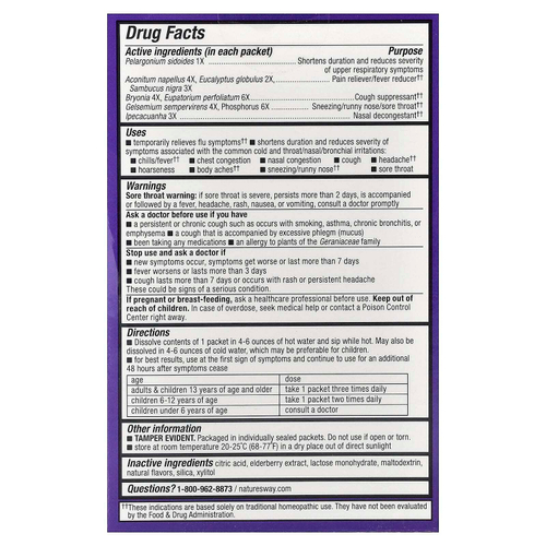 Nature's Way, Sambucus®, средство от простуды и гриппа, горячий напиток из бузины, для детей от 6 лет, лимон, 10 пакетиков по 5,3 г (0,186 унции)