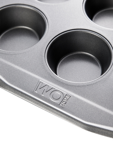 Форма для выпечки 12 кексов 40.4х28.6х3.5см Wo Home Home Baking серая
