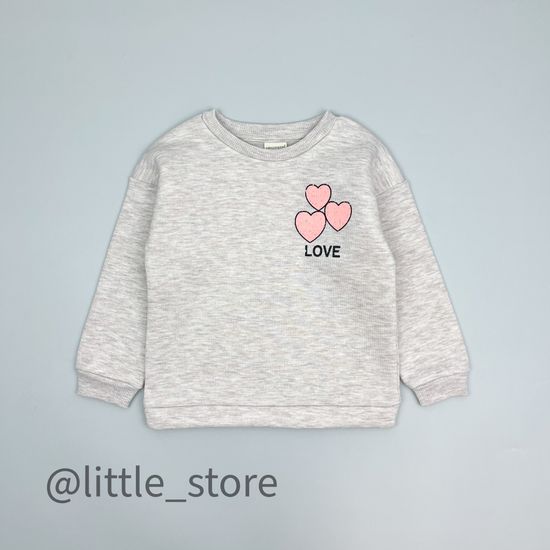 Свитшот из футера(с начесом) "Сердечки", Бежевый меланж