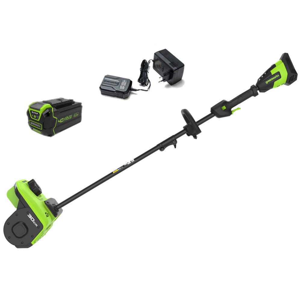 Аккумуляторная снегоуборочная лопата Greenworks GD40SS2 Арт. 2603107UB, 40V, 30 см, с регулируемым направлением выброса, бесщеточный, с 1хАКБ 4 Ач и ЗУ