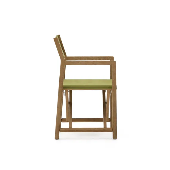 Складной стул Vilara для улицы из акации и текстиля зеленого цвета