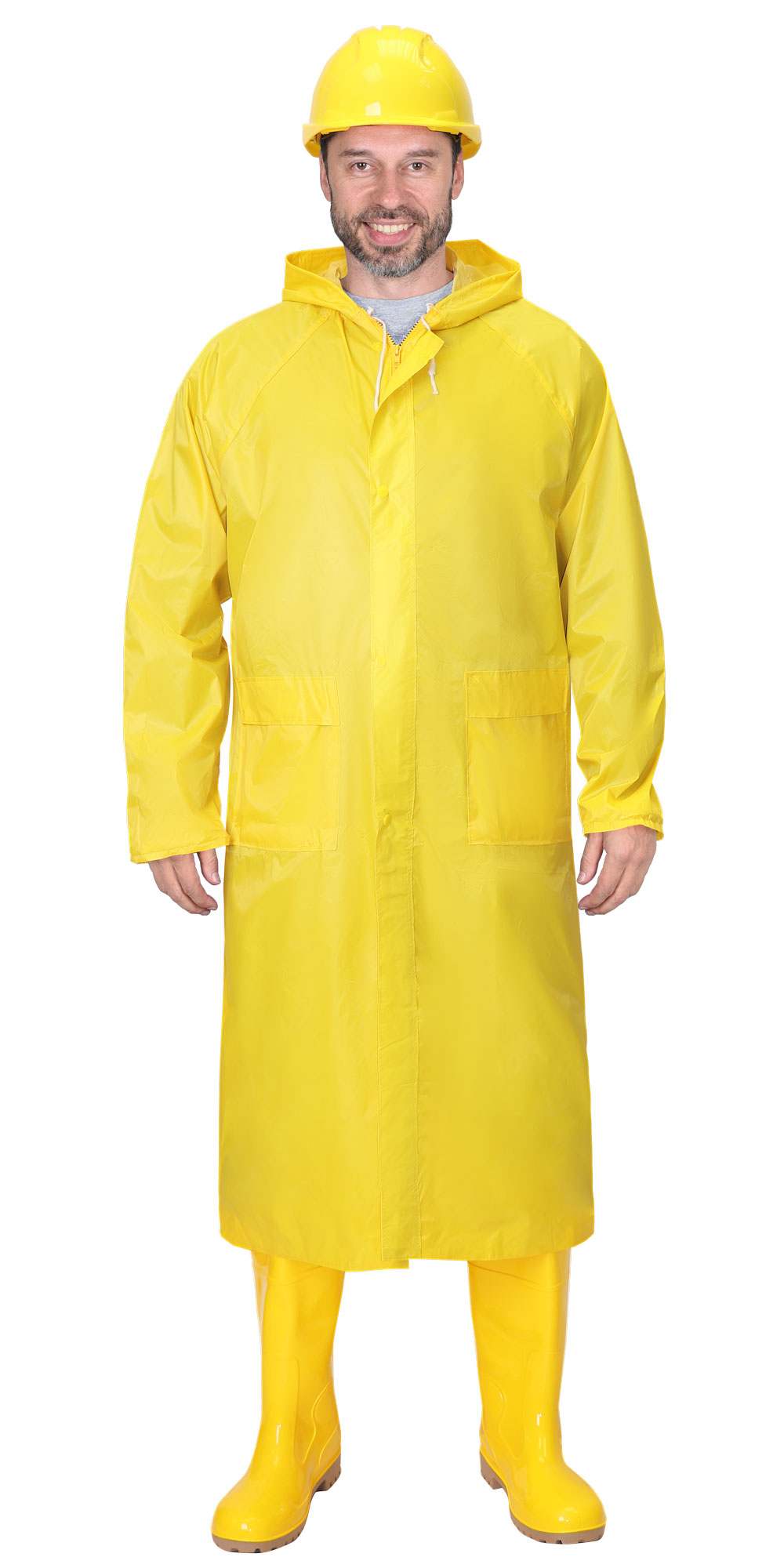 Плащ ПВХ нейлоновый желтый