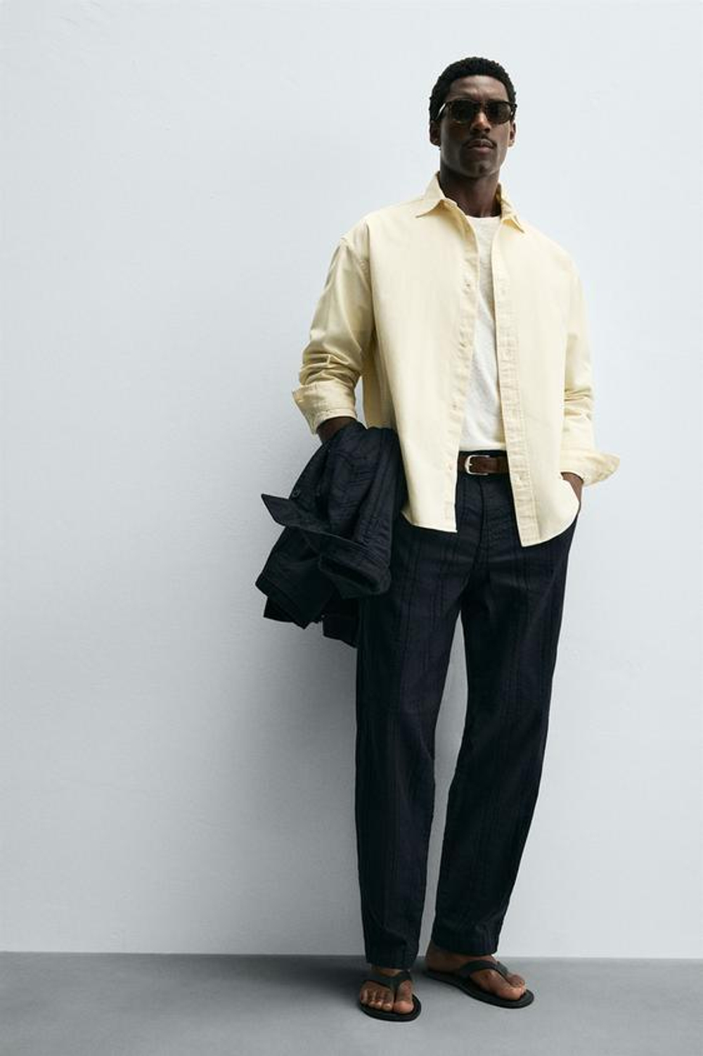 ZARA ЖАККАРДОВЫЕ БРЮКИ В ПОЛОСКУ, МОРСКОЙ СИНИЙ