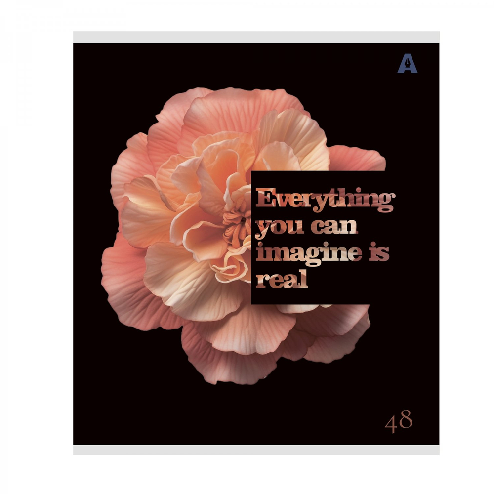 Тетрадь 48л, А5, клетка, Alingar, "Floral mood"скрепка,мелованный картон (стандарт), Soft touch+ выб УФ лак, блок офсет, 5 дизайнов в пленке т/у