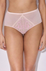Телесные высокие трусики Glossy Iris с цветочным кружевом (Размер: 44) (Цвет: телесный)