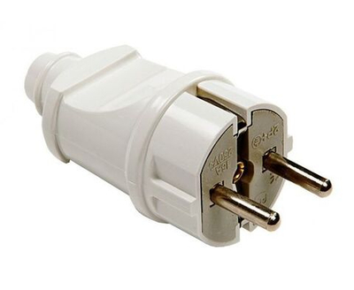 AY-KA (АЙКА) вилка 16A 250В (прямая, белая, земля) (Турция) 7711500