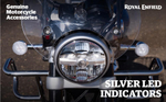 Комплект светодиодных указателей поворота (4 шт), Royal Enfield, серебристого цвета, арт. KXA00263