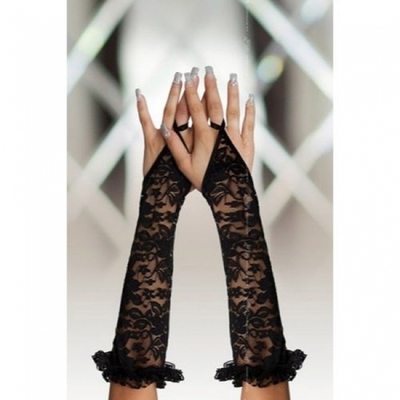 Перчатки кружевные до локтя (Цвет: черный)