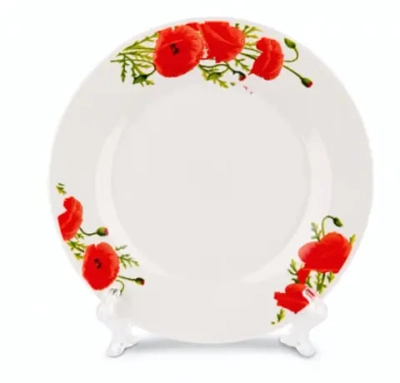 Тарелка фарфоровая обеденная 18см «Маки»