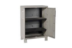 Уличный шкаф TOOMAX 2х дверный глубокий WOOD MIDI (2 полки), тёпло-серый