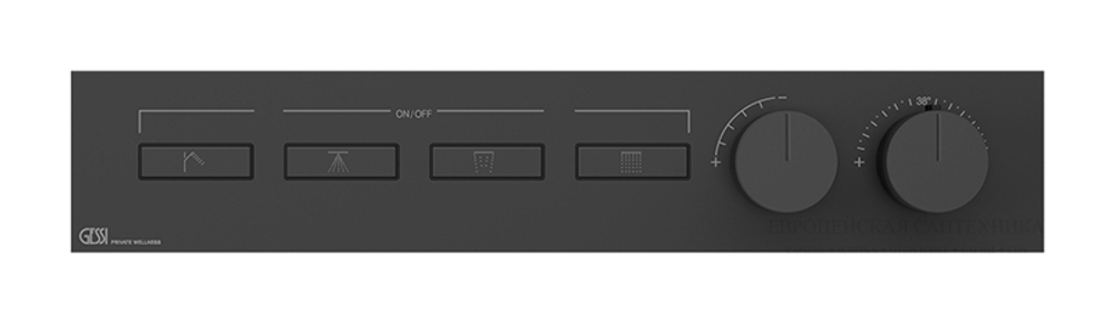 Термостат Gessi HI-FI, до 4-х функций одновременно, встраиваемый, цвет Black Metal Brushed PVD