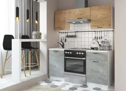 Кухня «Дуся» комплект 1.6Дуб бунратти / Цемент