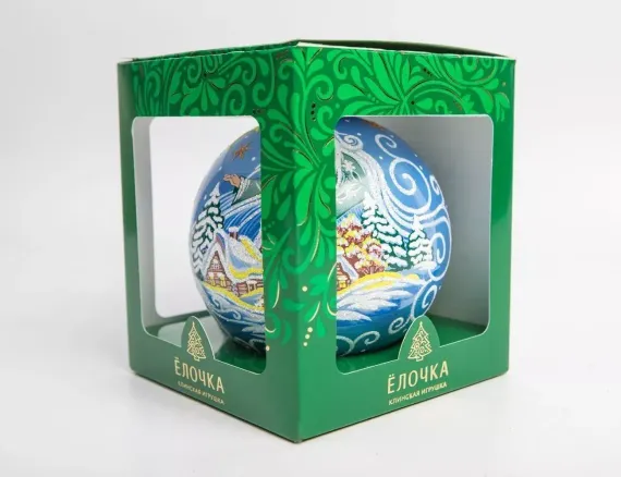 С1902/2 Стеклянный шар Метелица 115 мм., голубой, Ёлочка