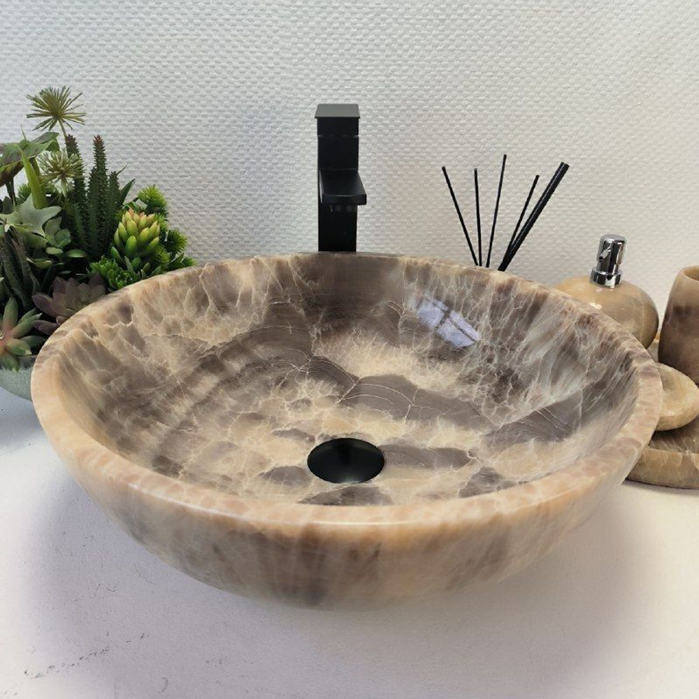 Каменная раковина из оникса Bowl Grey Medium TinLip BO-02950 (45*45*15) 43