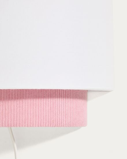 Настенный светильник Bianella из хлопка и розового вельвета, Ø 40 см