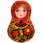 Шар Фольгированный Матрешка Золотая роспись (Черный)