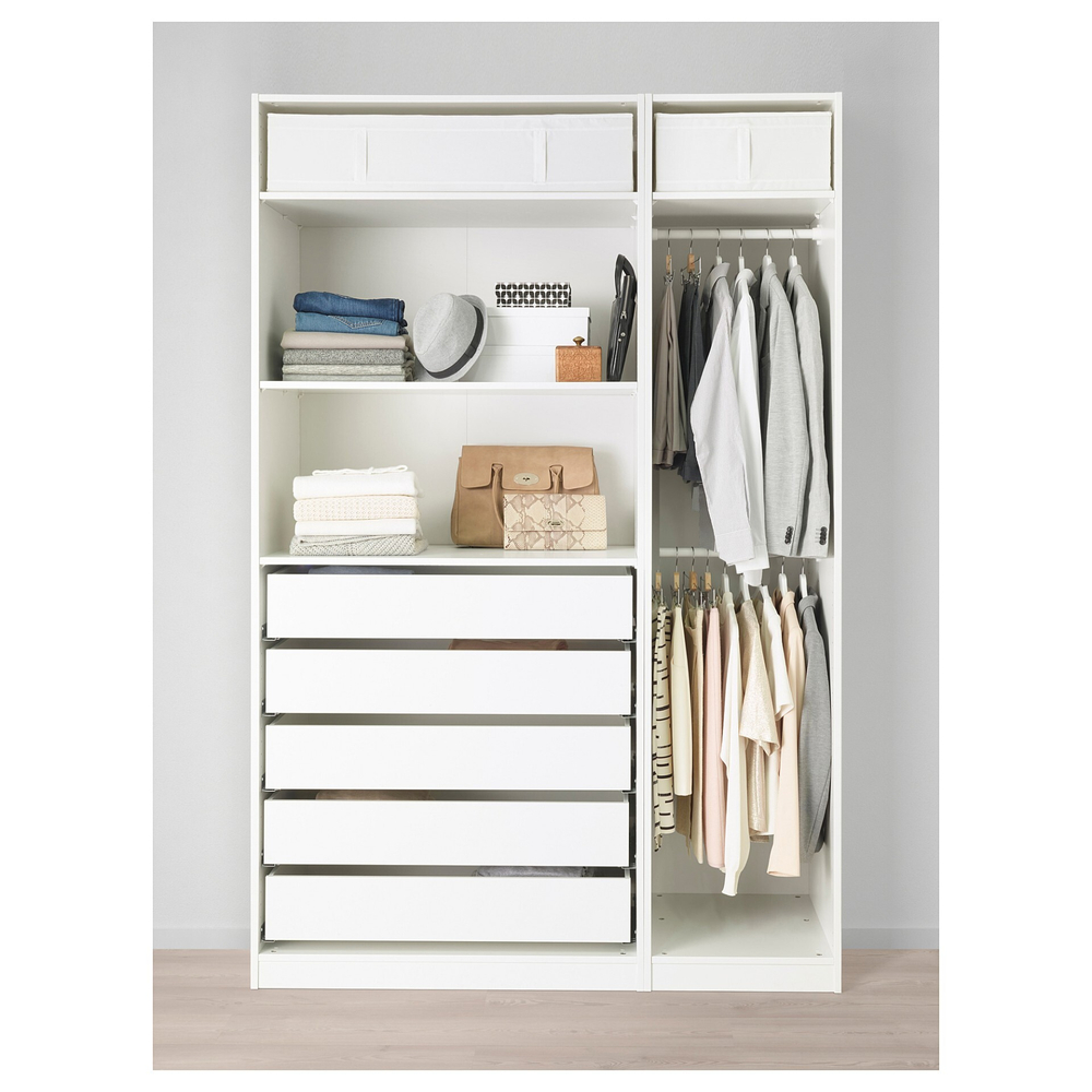 Гардероб PAX IKEA с 5 ящиками 150x58x236 см (белый) 150*58*236 см, Белый   Фиеста