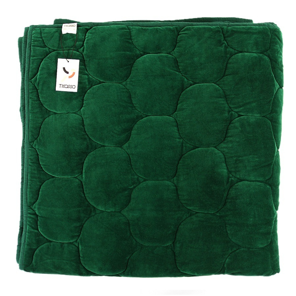 Покрывало стеганое бархатное Хвойное утро зеленое Russian North 230х250 см