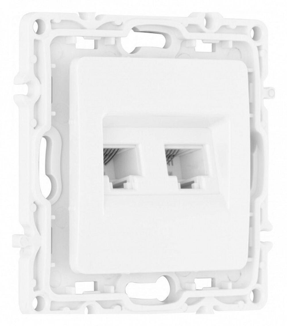 Розетка двойная RJ-11 и Ethernet RJ-45, без рамки Arte Milano am-217 217.44-1.white