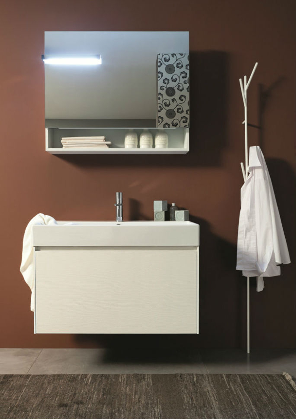 Тумба с раковиной Novello Light 45 90*45*60 G105 HP1 bianco frassinat (пепельный)