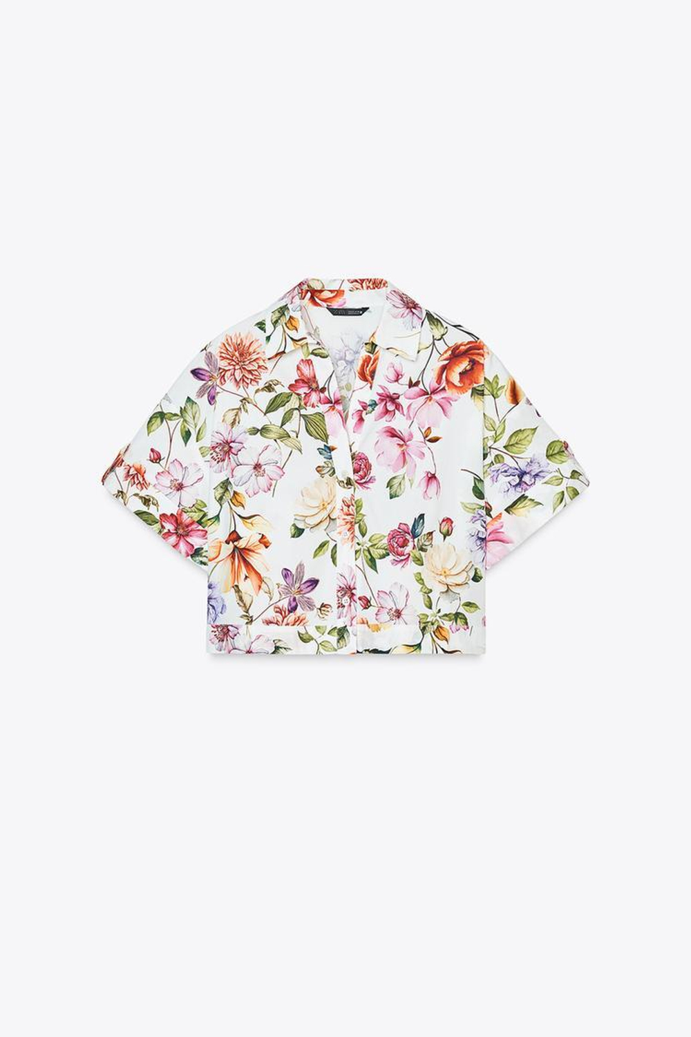 ZARA РУБАШКА ИЗ ПОПЛИНА С ЦВЕТОЧНЫМ ПРИНТОМ, РАЗНОЦВЕТНЫЙ