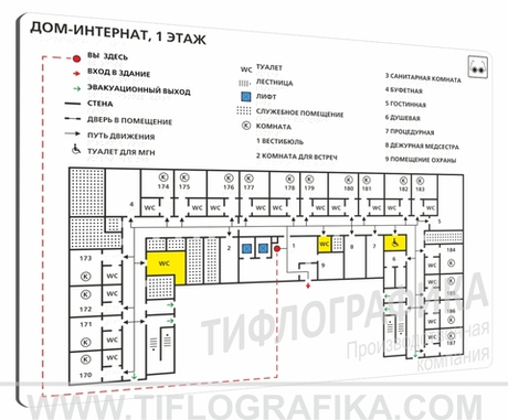 600х800 мм (Композит 3 мм) Тактильная мнемосхема ГОСТ, полноцветная