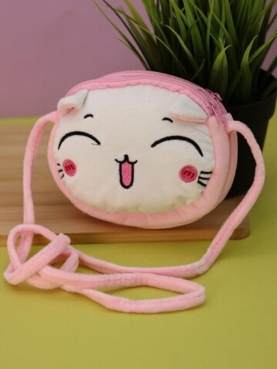 Сумочка плюшевая "Funny cat", white (13*11,5 см)