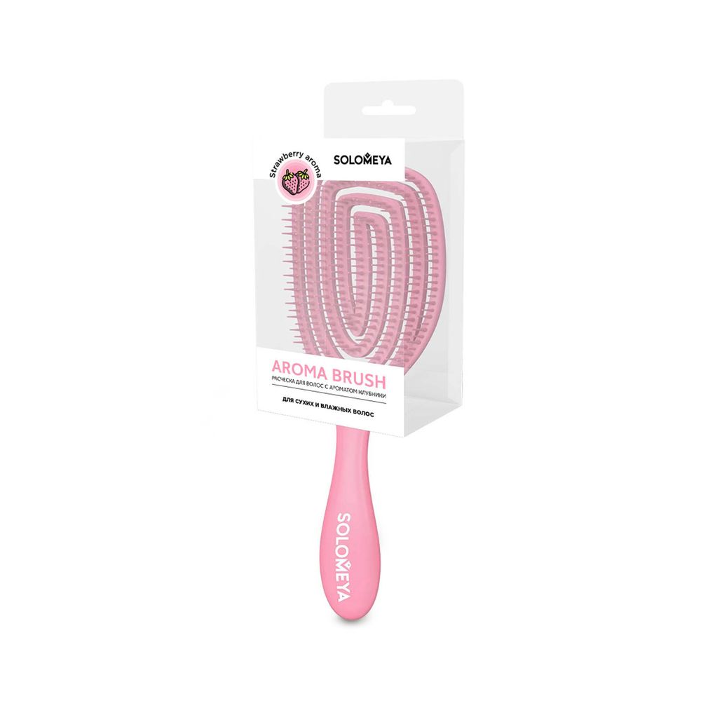 Расческа для сухих и влажных волос с ароматом клубники SOLOMEYA Wet Detangler Brush Oval Strawberry