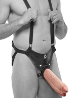 Страпон система с насадкой сдвоенный фаллос King Cock 11 Two Cocks One Hole Hollow Strap-On Suspender System (Цвет: телесный с черным)