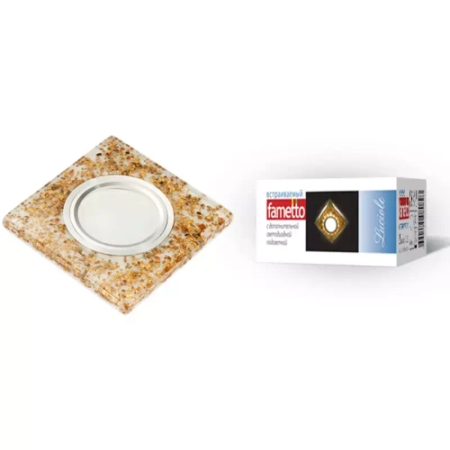 DLS-L109 GU5.3 CHROME/WHITE Светильник декоративный встраиваемый, серия Luciole. Квадратный. Без лампы, цоколь GU5.3. Доп. светодиодная подсветка 3Вт.