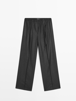 Massimo Dutti Брюки в тонкую полоску с вытачками, серый