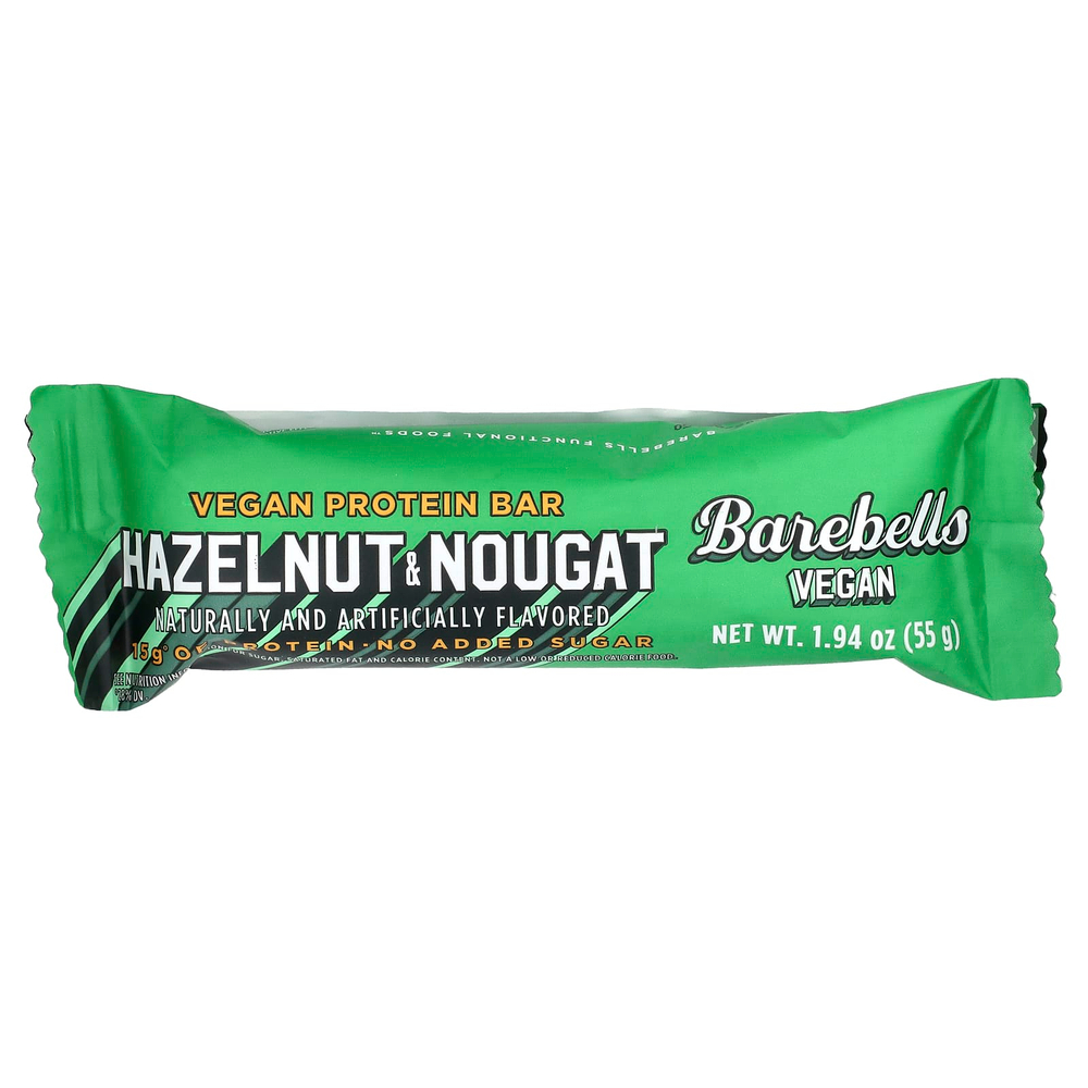 Barebells, веганский протеиновый батончик, фундук и нуга, 12 батончиков по 55 г (1,94 унции)
