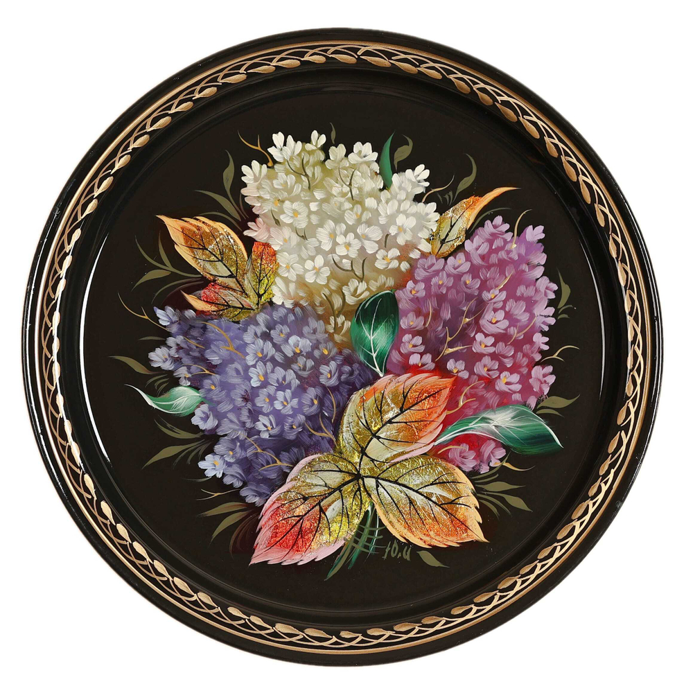 Жостовский поднос декоративный, размер 22 см (A5), металлический