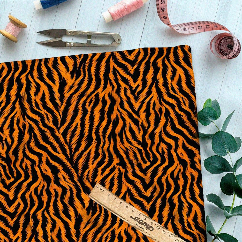Ткань премиум бифлекс мелкий тигр