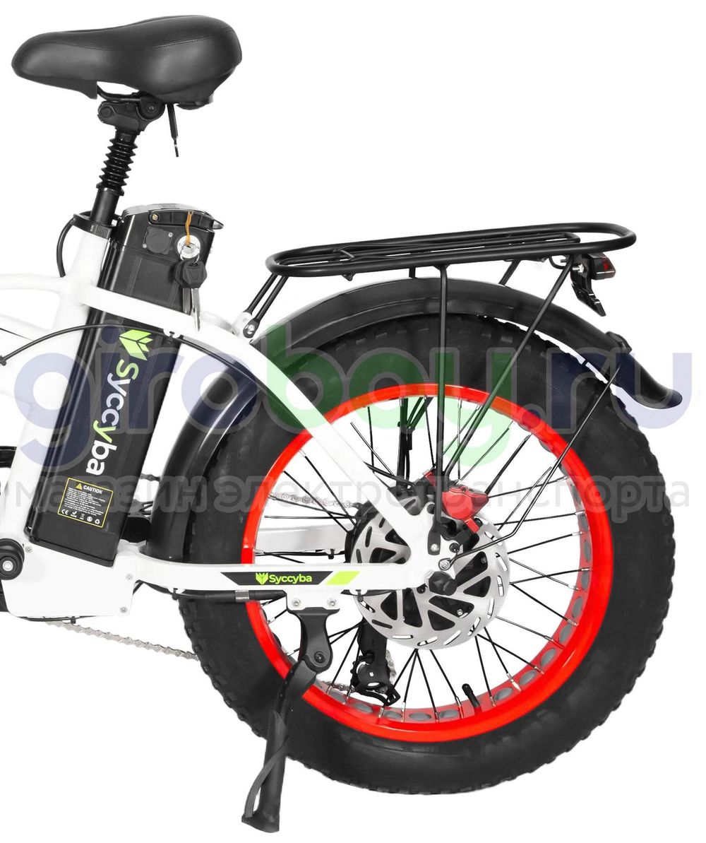 Электровелосипед Syccyba F10 Pro (48V/20Ah) - Белый с красными ободами фото №6