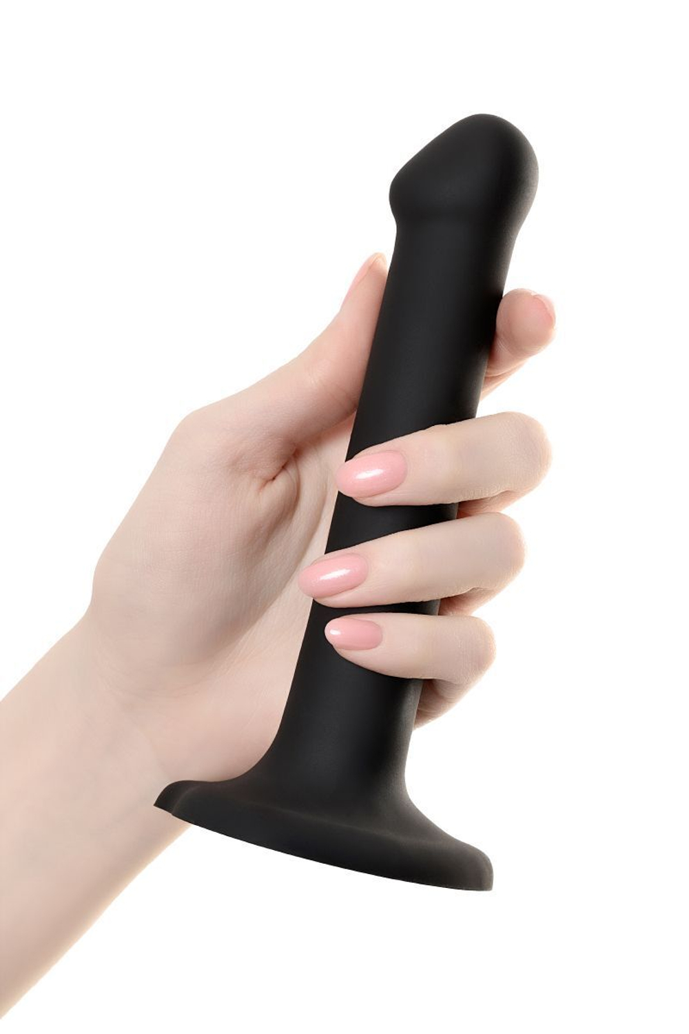 Черный фаллос на присоске Silicone Bendable Dildo S - 17 см. (Цвет: черный)