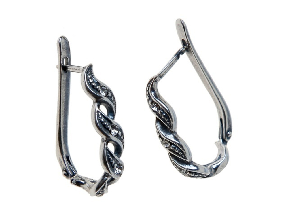 "Кархас"  серьги в серебряном покрытии из коллекции "Сударыня" от Jenavi  с английским замком