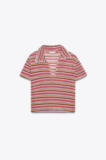 ZARA ПОЛО, СВЯЗАННОЕ КРЮЧКОМ, РАЗНОЦВЕТНЫЙ