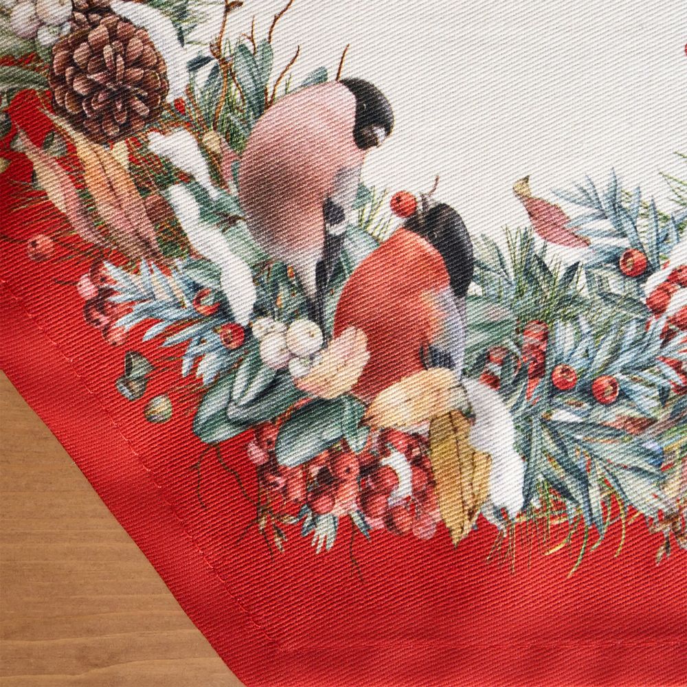 ДОРОЖКА "МОРОЗКО.СНЕГИРИ "45Х215СМ ,КРАСНЫЙ, 100% ХЛОПОК,ТВИЛ ПРОПИТКА