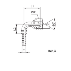 Фитинг DN 38 BSP (Г) 2 (90)  (штифтованная гайка) (o-ring)