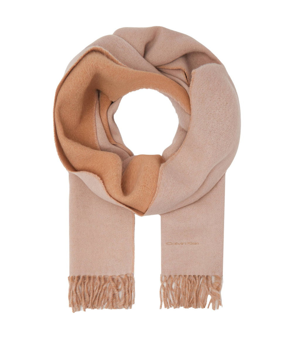 двусторонний хлопковый шаль Calvin Klein - коричневый(K60K611111)