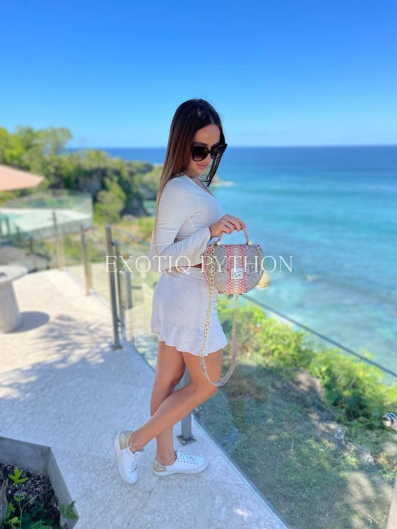 Сумка из питона нежно-розовая с золотым напылением BG-485