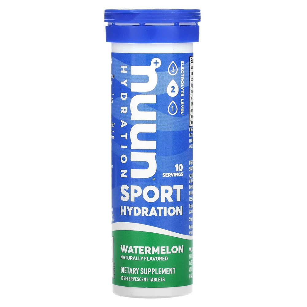 Nuun, Sport Hydration, шипучий напиток с электролитами, арбуз, 10 таблеток